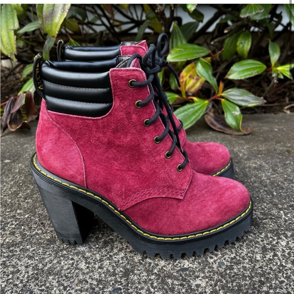 Dr. Martens Persephone Suede Chunky Heel Boots 6